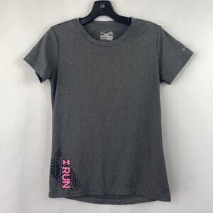 Under Armour Women's Gray Semi Fitted Heat Gear Short Sleeve Running Tee XS
